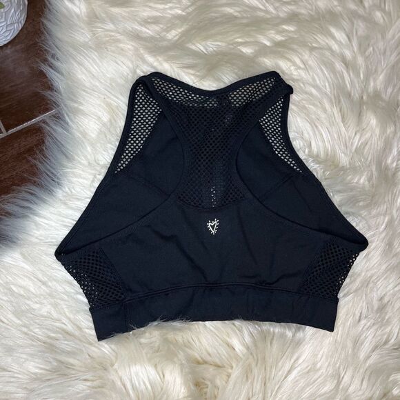 Betsey Johnson black Performance Zip Front Mesh Yoga Sports Bra sz small - Picture 6 of 9